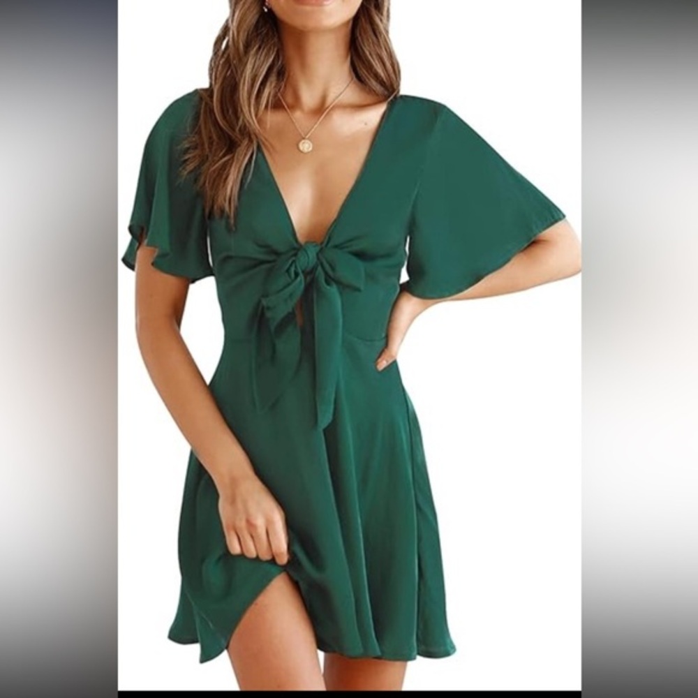 Green Tie Front Romper Size Large